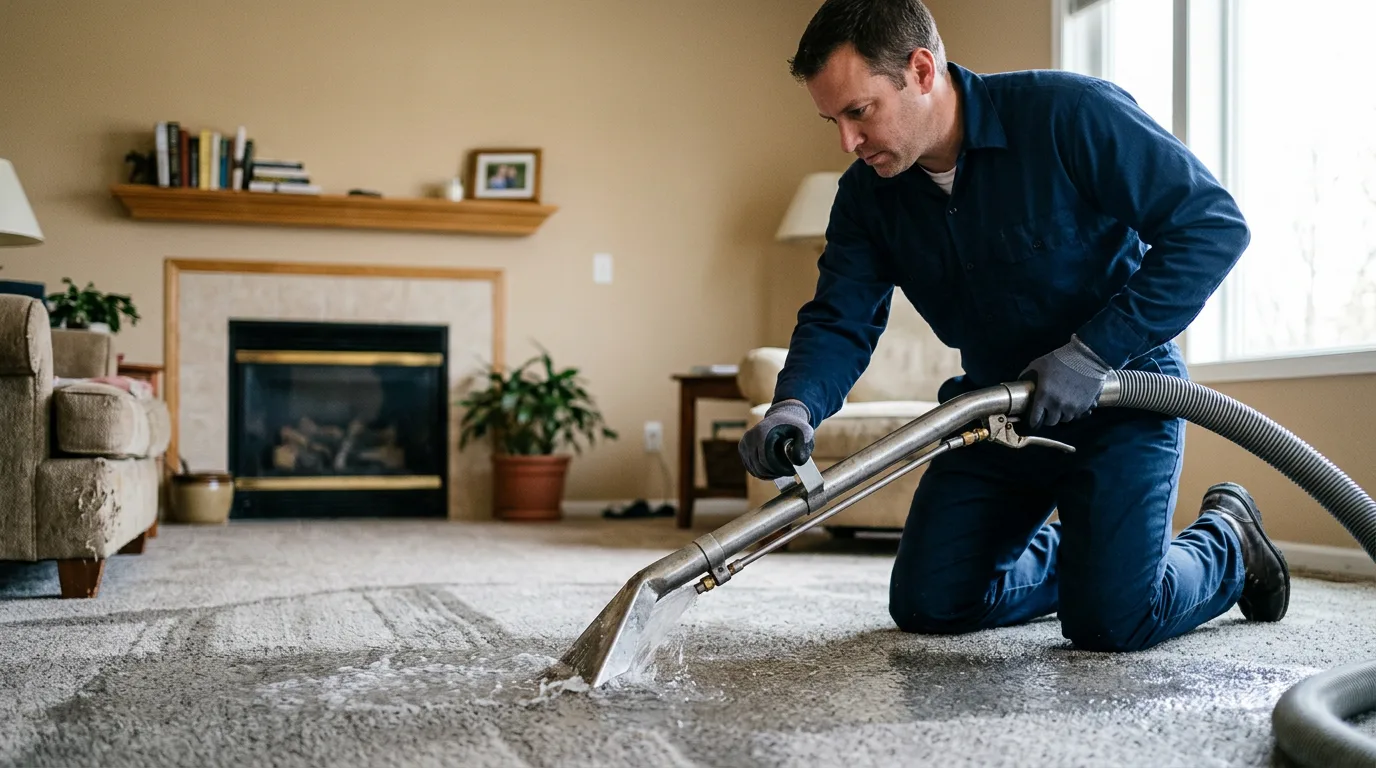 Water damage restoration technician working near Patton, MO